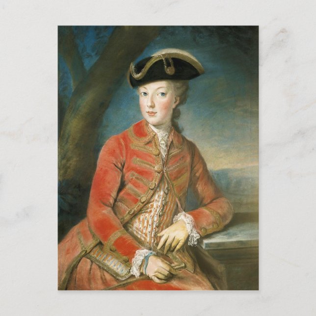 Postal Marie Antoinette en un atuendo de caza de Krantzin (Anverso)