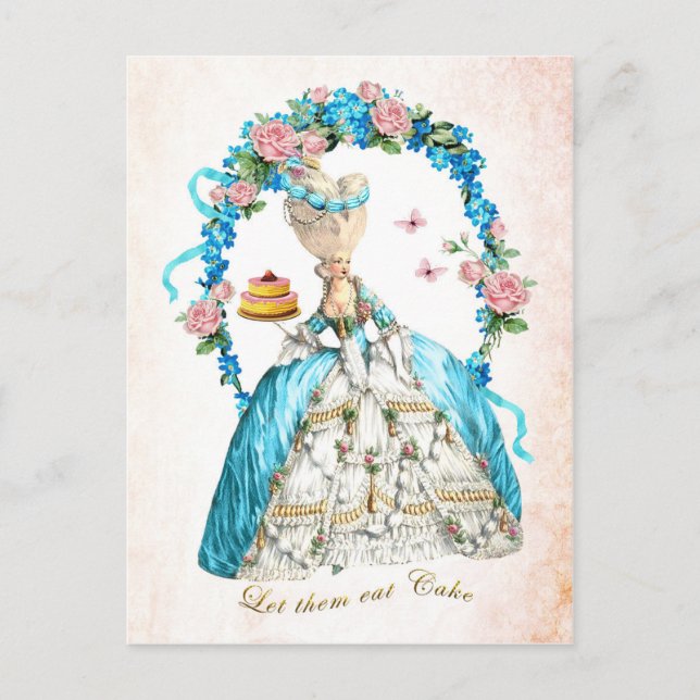 Postal Marie Antoinette, francesa, deja que coman torta,  (Anverso)