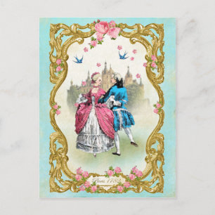 Postal Marie Antoinette, francesa, rococó, rosa, rosa, ba