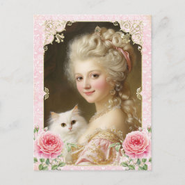 Postal Marie Antoinette,French,Paris,cat,portrait ポストカード
