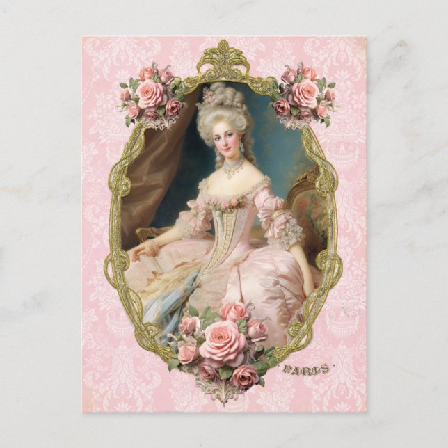 Postal Marie Antoinette,French,Paris,portrait,roses ポストカー (Anverso)