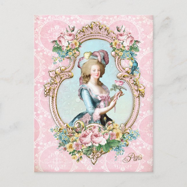 Postal Marie Antoinette,French,Paris,rose,pink ポストカード (Anverso)