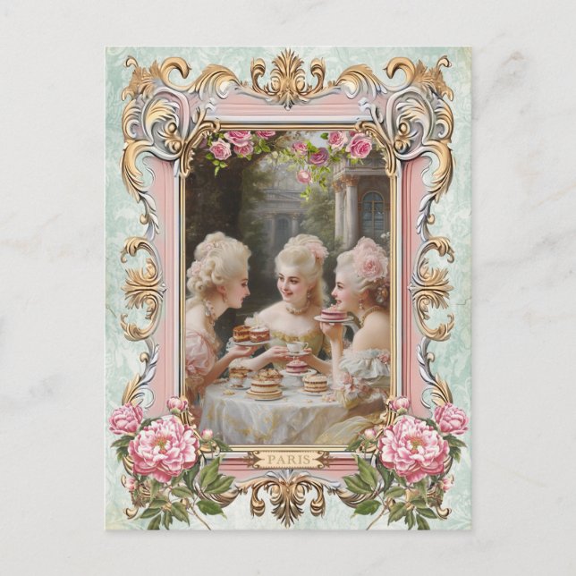 Postal Marie Antoinette,French,Paris,tea,cake,rose ポストカード (Anverso)