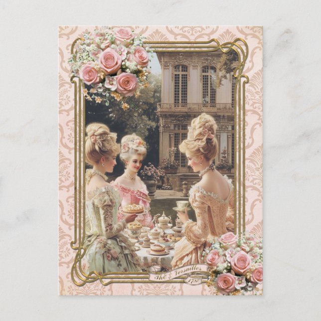 Postal Marie Antoinette,French,Paris,tea,cake,roses ポストカー (Anverso)