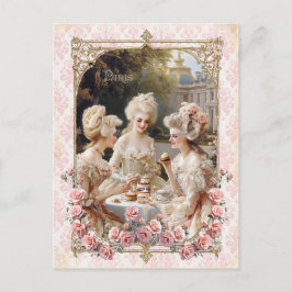 Postal Marie Antoinette,French,Paris,tea,cake,roses ポストカー