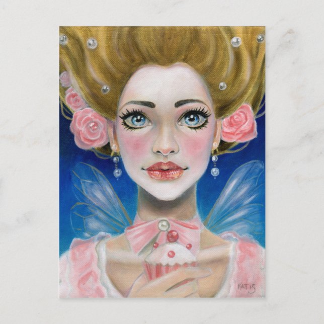 Postal Marie Antoinette Gold Dejen que coman quequitos ro (Anverso)