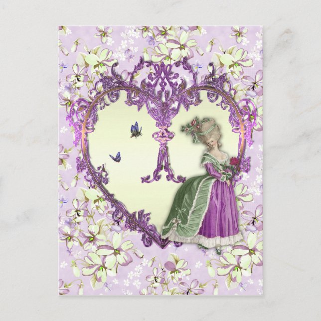 Postal Marie Antoinette Lilac Dreams Purple Floral Print (Anverso)