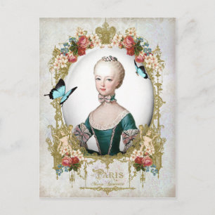 Postal Marie Antoinette, París, shabby, retrato, rosa