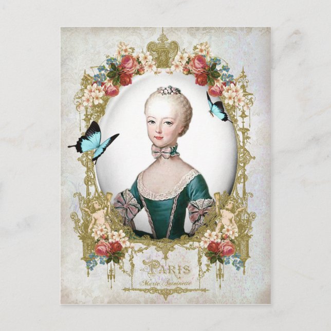 Postal Marie Antoinette, París, shabby, retrato, rosa (Anverso)