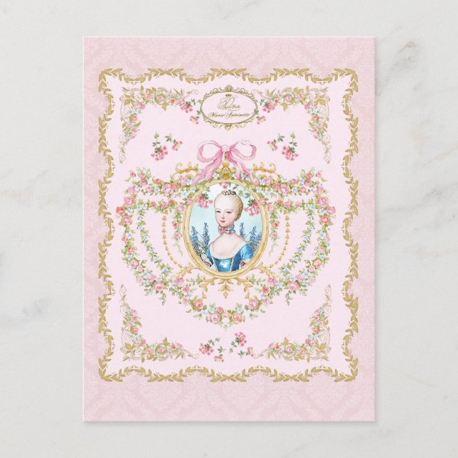 Postal Marie Antoinette pink rose frame  (Anverso)