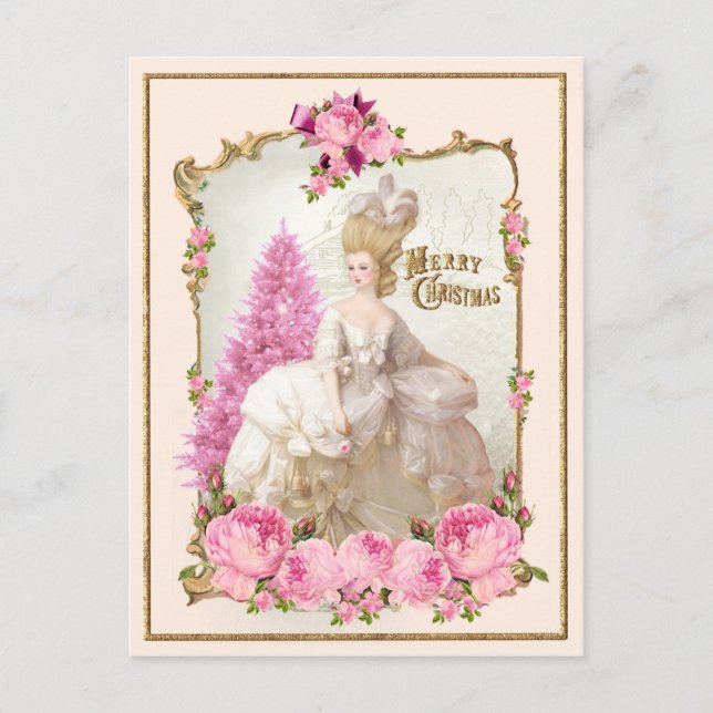 Postal Marie Antoinette Pink Tree Roses  Xmas Postcard (Anverso)