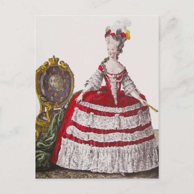 Postal Marie Antoinette Red Fashion ~ Postcard Vestido (Anverso)