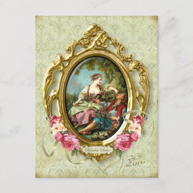 Postal Marie Antoinette Rococo ama a Chica Boy Postcard (Anverso)