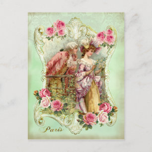 Postal Marie Antoinette Rococo Ama a la Rosa Lady Postcar