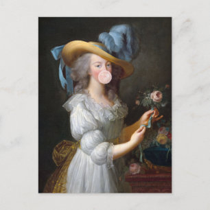Postal Marie Antoinette soplando chicle