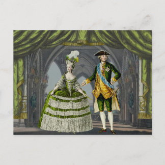 Postal Marie-Antoinette y Luis XVI - Verde