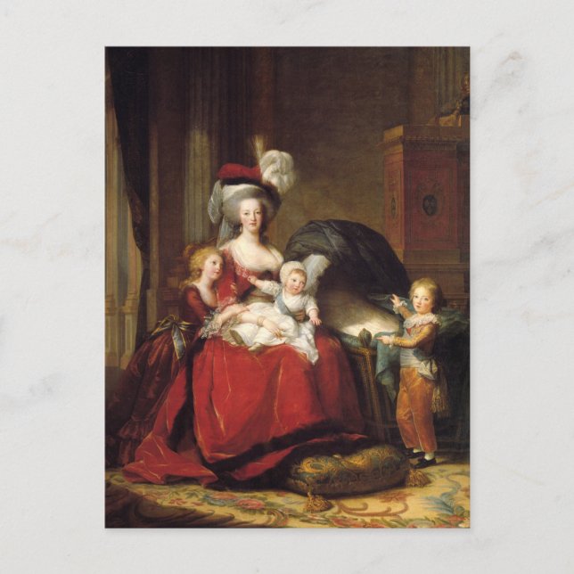 Postal Marie Antoinette y sus hijos por Le Brun Postc (Anverso)