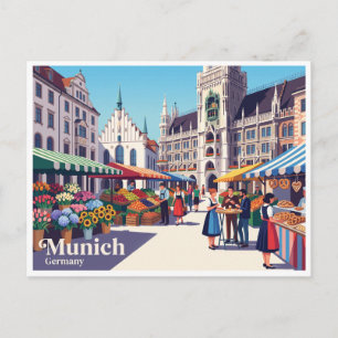 Postal Marienplatz Mercado de agricultores Múnich Alemani