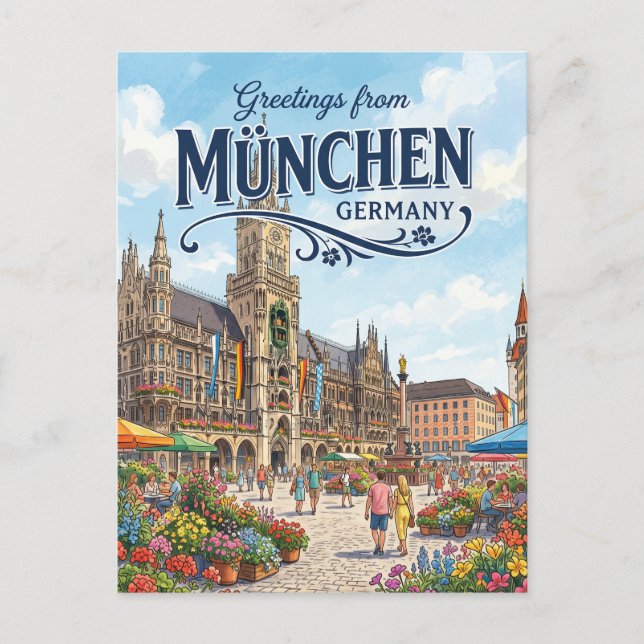 Postal Marienplatz, Múnich Alemania (Anverso)