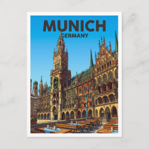 Postal Marienplatz y Nuevo Ayuntamiento Múnich Alemania