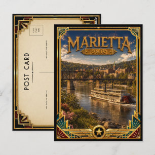 Postal Marietta Ohio Vintage Art Deco Edad Dorada