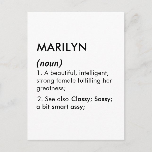 Postal Marilyn name, Editable name, Custom name (Anverso)