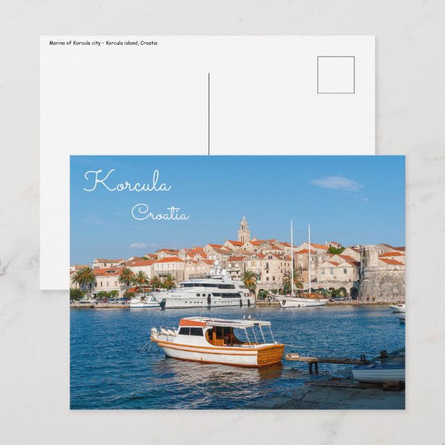 Postal Marina de la ciudad de Korcula - Dalmacia, Croacia (Anverso / Reverso)