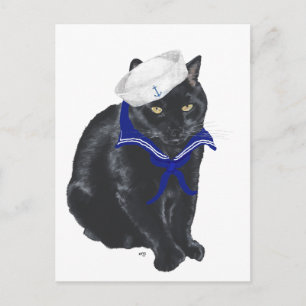 Postal Marinero Gato Negro