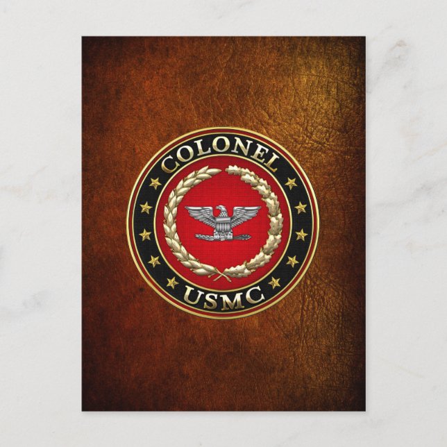 Postal Marines Estadounidenses: Coronel (USMC Col) [3D] (Anverso)