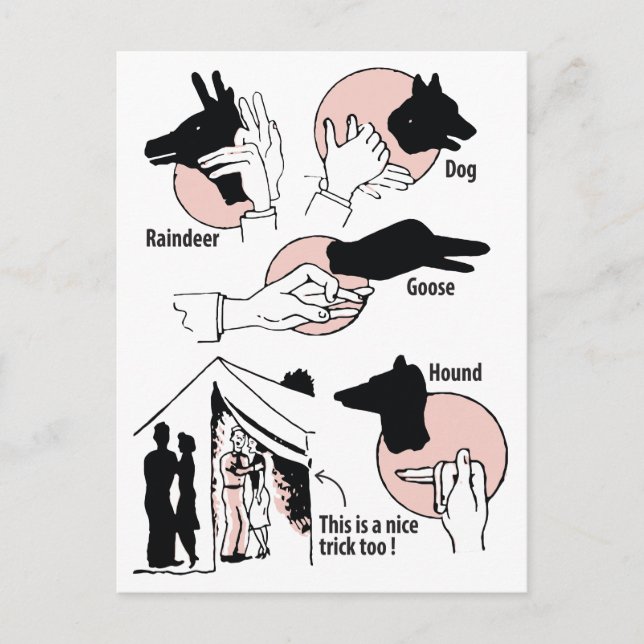 Postal Marionetas de la Sombra de la Mano, Lindo Truco, H (Anverso)