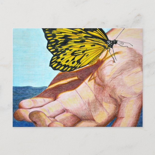 Postal Mariposa a mano (Anverso)