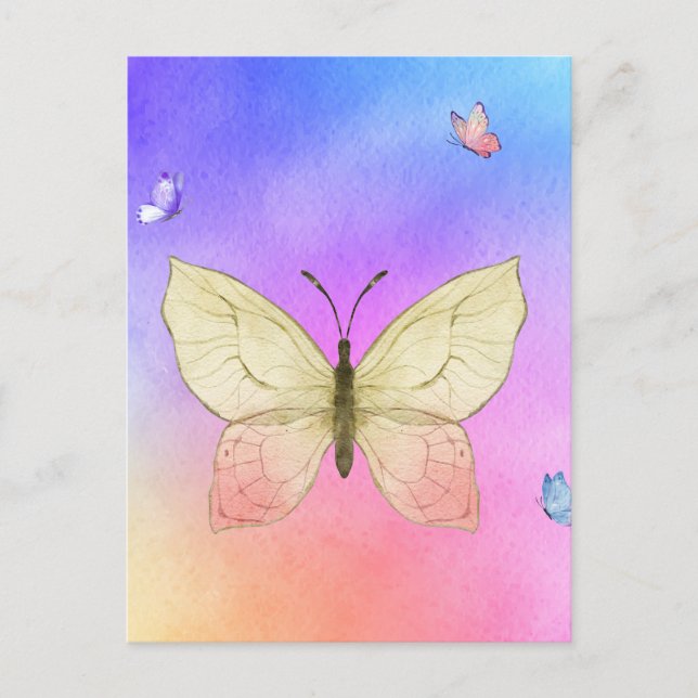 Postal Mariposa acuarela (Anverso)