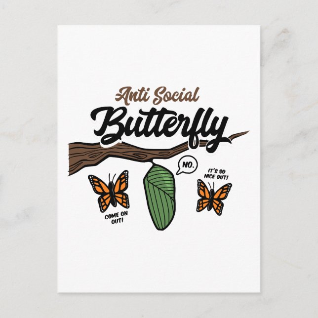 Postal Mariposa Antisocial (Anverso)