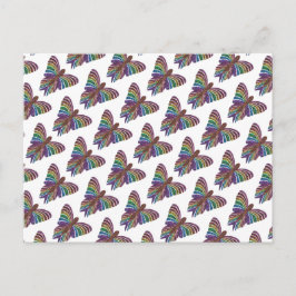 Postal Mariposa arco iris (patrón blanco) - Postcard