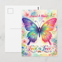 Mariposa Arcoíris Acuarela "El amor es amor"