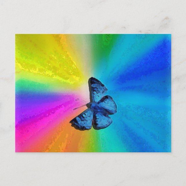 Postal mariposa arcoiris de corazón (Anverso)