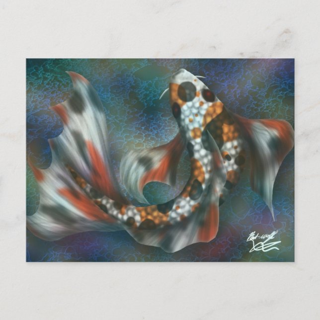 Postal Mariposa arcoiris Koi (Anverso)