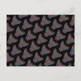 Postal Mariposa arcoiris (patrón negro) - Postcard