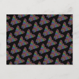 Postal Mariposa arcoiris (patrón negro) - Postcard