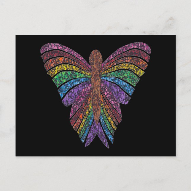 Postal Mariposa arcoiris (sencilla negra) - Postcard (Anverso)