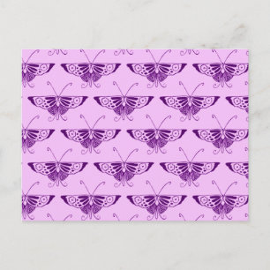 Postal Mariposa Art Déco estilizada - púrpura y orquídea