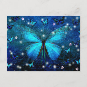 Postal Mariposa azul elegante