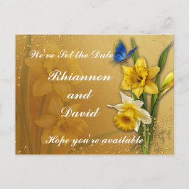 Postal Mariposa azul en Daffodil Save the Date