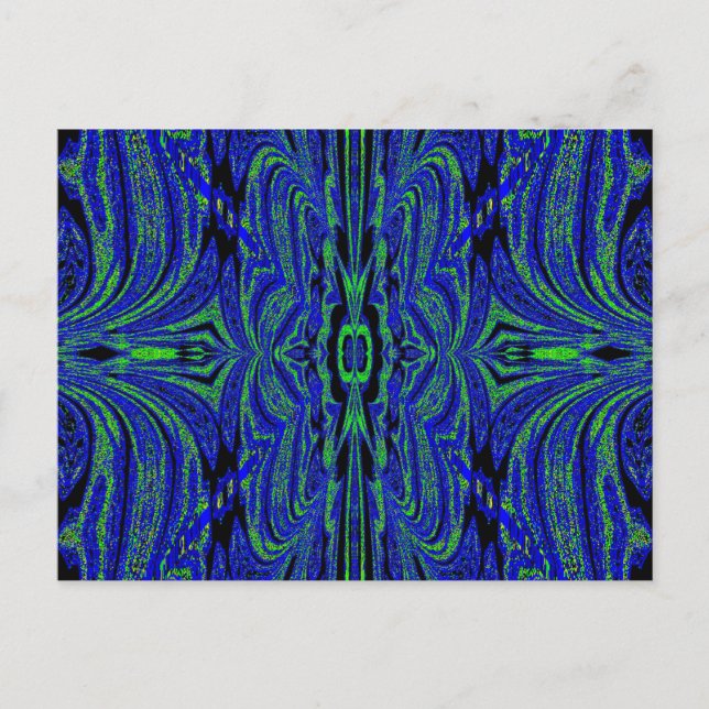 Postal Mariposa azul en verde (Anverso)