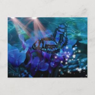 Postal Mariposa azul mágica