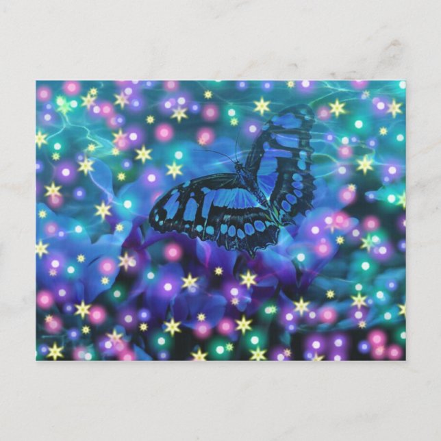 Postal Mariposa azul mágica (Anverso)