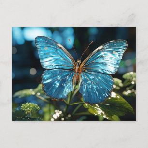 Postal Mariposa azul transparente de bonito