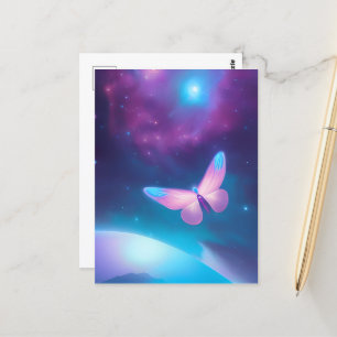 Postal Mariposa azul y rosa