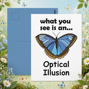 Postal Mariposa Blue Morpho Ilusión Óptica Cita Divertida
