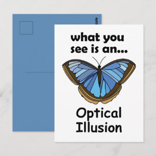 Postal Mariposa Blue Morpho Ilusión Óptica Cita Divertida